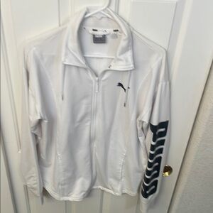 Puma Women's White Bomber Jacket with Black Accents